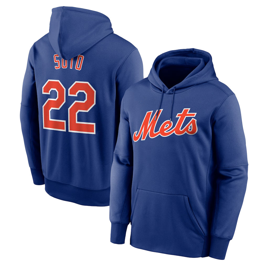 PHIN NY.Mets #22 Juan Soto Player Royal Club Pullover Hoodie Game Stitched Jerseys
