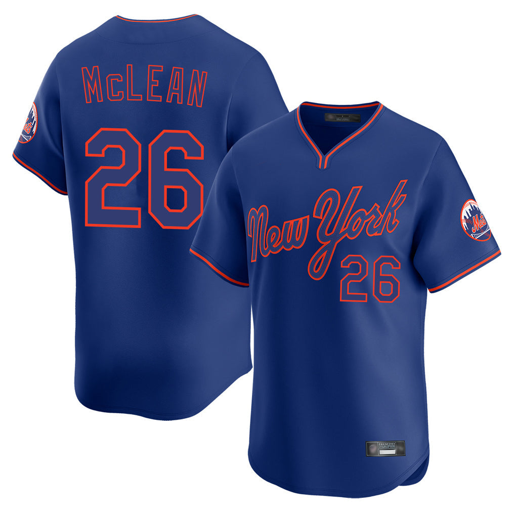 PHIN NY.Mets #26 Nolan McLean Player Royal T-shirt Home Limited Elite Stitched Jerseys