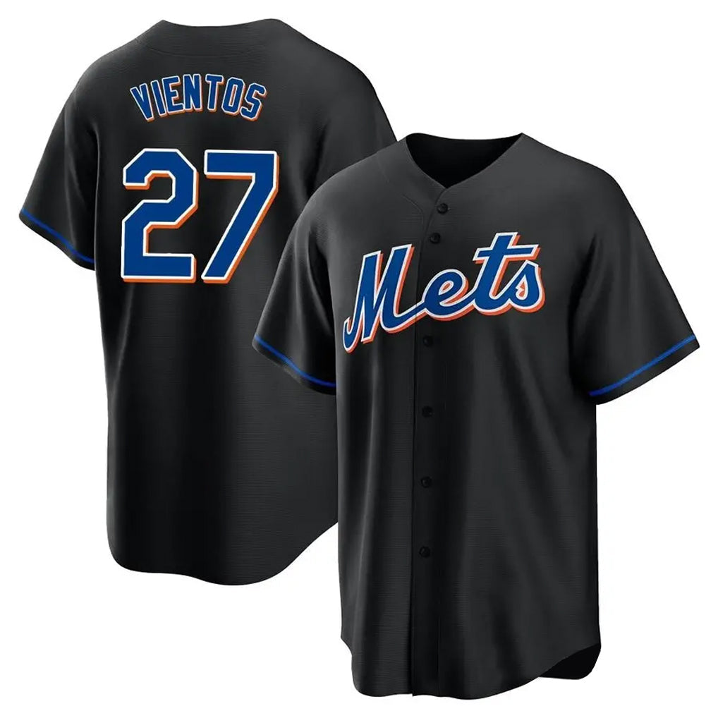 PHIN NY.Mets #27 Mark Vientos Player Black Replica Home Game Stitched Jerseys
