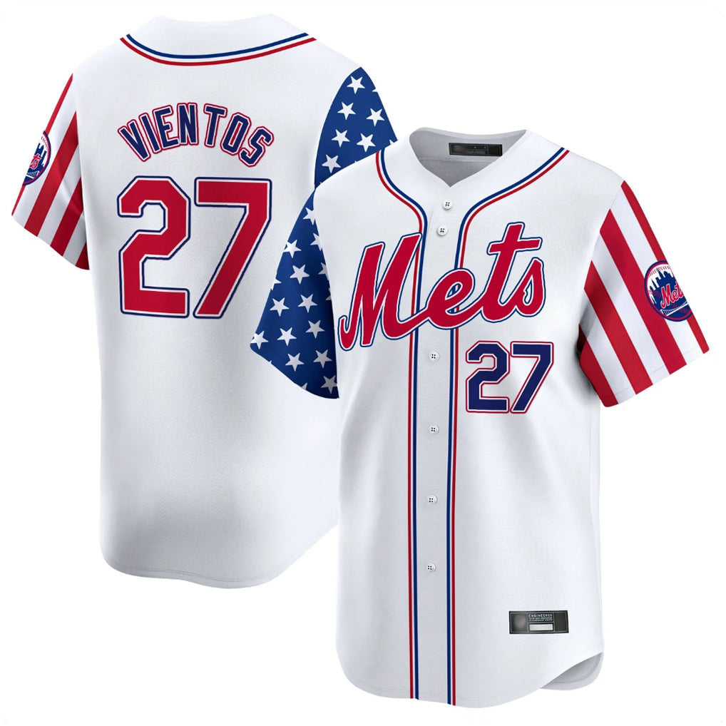 PHIN NY.Mets #27 Mark Vientos Player White 2025 Independence Day Vapor Premier Limited  Stitched Jerseys