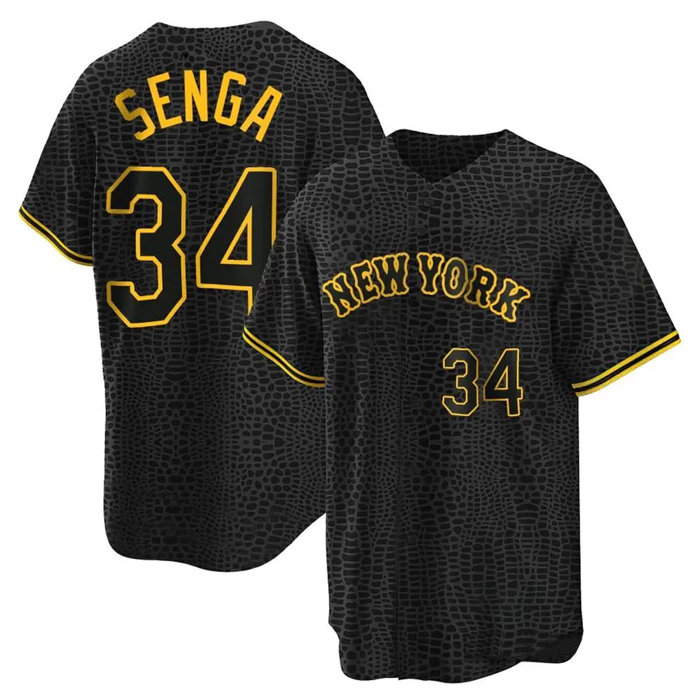 PHIN NY.Mets #34 Kodai Senga Player Black Snake Skin City Home Game Stitched Jerseys