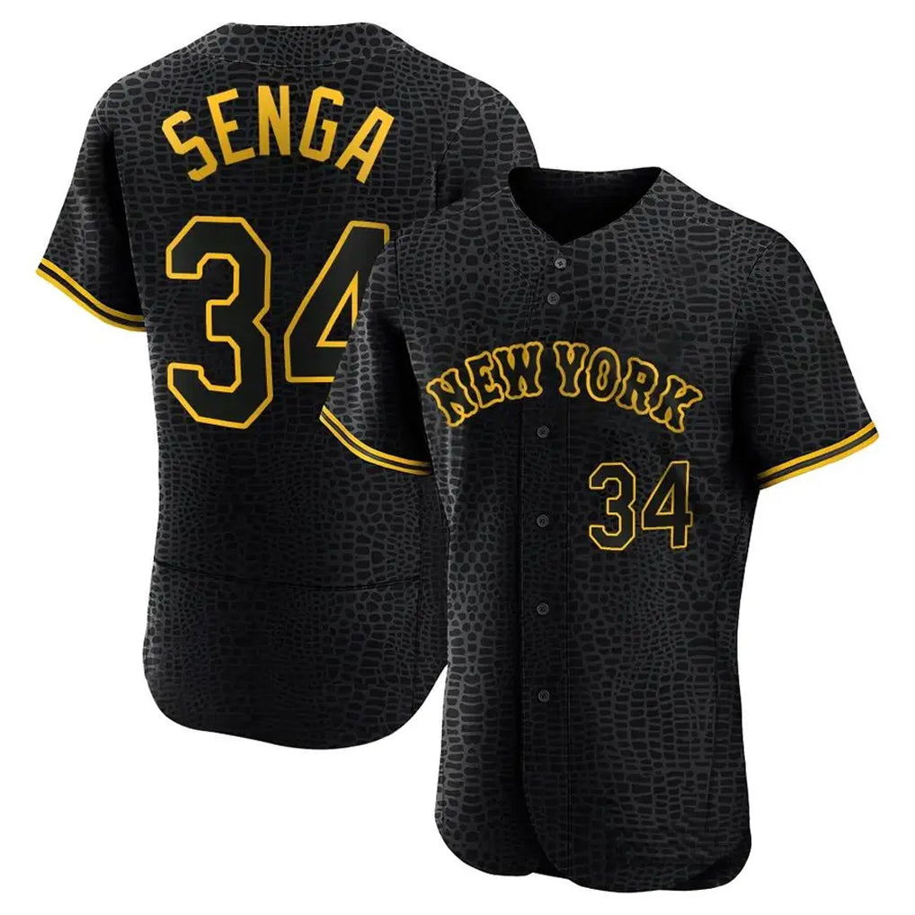 PHIN NY.Mets #34 Kodai Senga Player Black Snake Skin City Home Limited Elite Stitched Jerseys