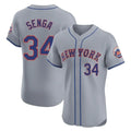 PHIN NY.Mets #34 Kodai Senga Player Gray Road Limited Elite Home Stitched Jerseys
