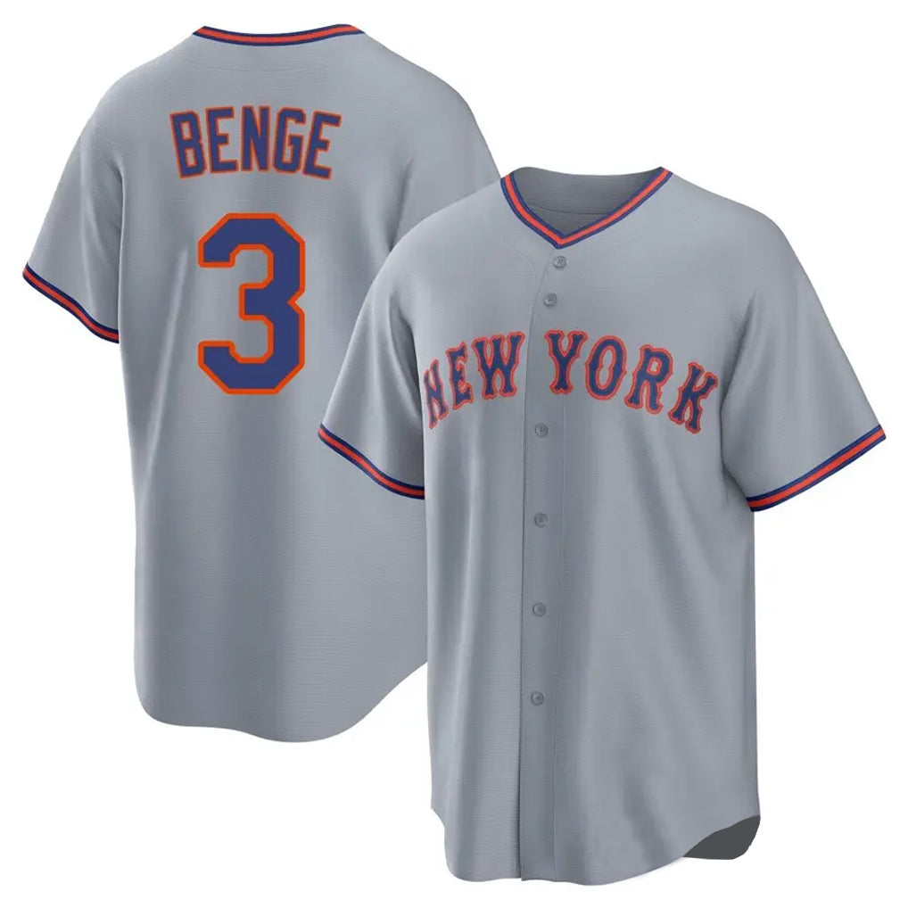 PHIN NY.Mets #3 Carson Benge Player Gray Road Home Game Stitched Jerseys