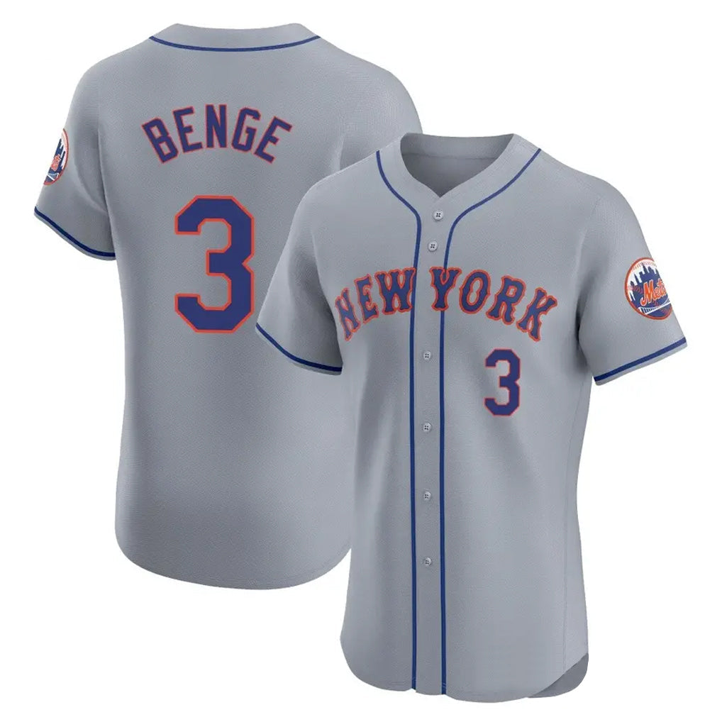 PHIN NY.Mets #3 Carson Benge Player Gray Road Limited Elite Home Stitched Jerseys