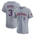 PHIN NY.Mets #3 Carson Benge Player Gray Road Limited Elite Home Stitched Jerseys