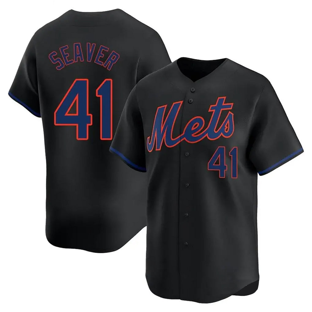 PHIN NY.Mets #41 Tom Seaver Player Black Alternate Home Limited Stitched Jerseys