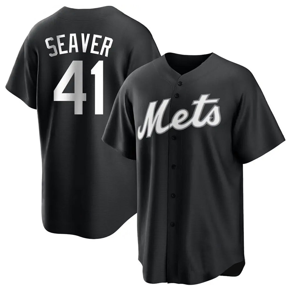 PHIN NY.Mets #41 Tom Seaver Player Black Home Game Stitched Jerseys