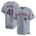 PHIN NY.Mets #41 Tom Seaver Player Gray Road Limited Home Stitched Jerseys
