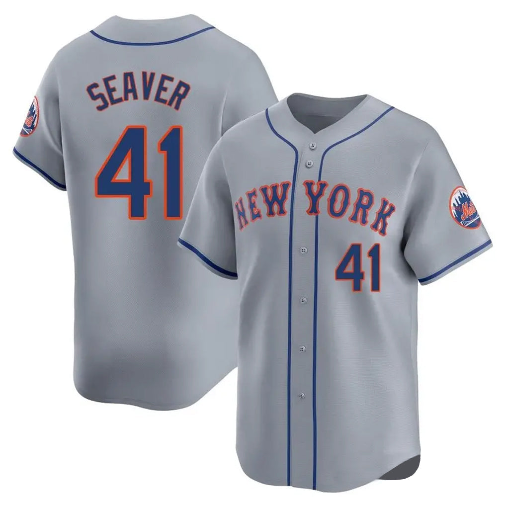 PHIN NY.Mets #41 Tom Seaver Player Gray Road Limited Home Stitched Jerseys