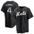 PHIN NY.Mets #4 Francisco Alvarez Player Black Home Game Stitched Jerseys