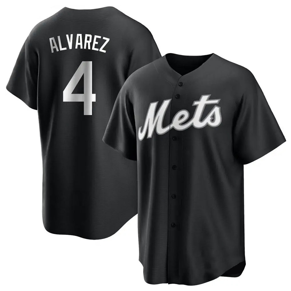 PHIN NY.Mets #4 Francisco Alvarez Player Black Home Game Stitched Jerseys