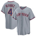 PHIN NY.Mets #4 Francisco Alvarez Player Gray Road Home Game Stitched Jerseys