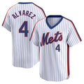 PHIN NY.Mets #4 Francisco Alvarez Player White Cooperstown Collection T-shirt Game Stitched Jerseys