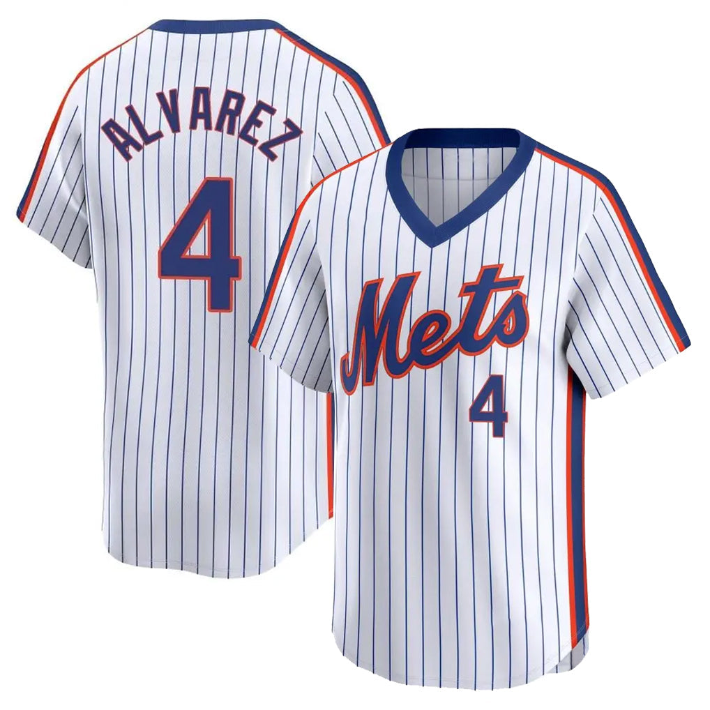 PHIN NY.Mets #4 Francisco Alvarez Player White Cooperstown Collection T-shirt Game Stitched Jerseys