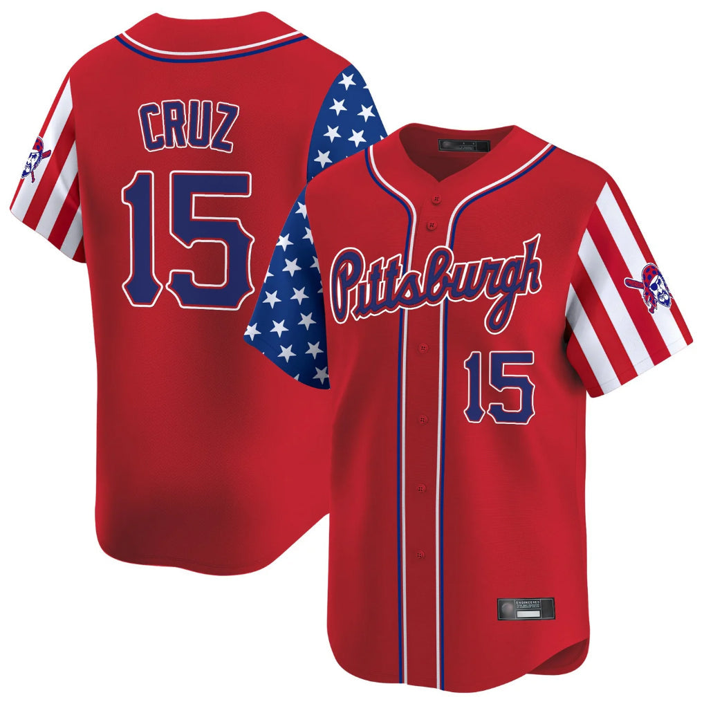 PHIN P.Pirates #15 Oneil Cruz Player Red 2025 Independence Day Vapor Premier Limited Stitched Jerseys