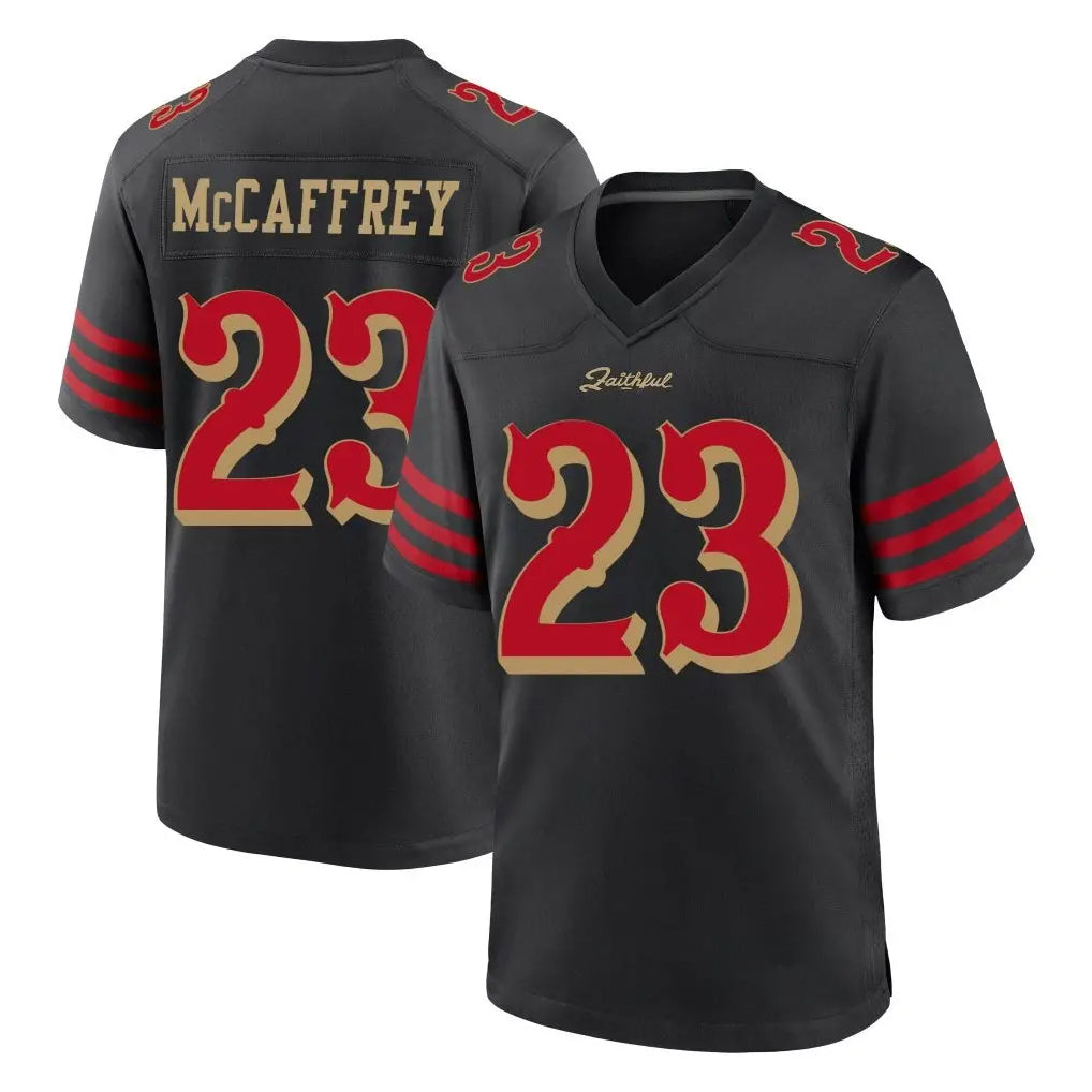 PHIN SF.49ers #23 Christian McCaffrey Player Black Rivalries Collection Home Game Stitched Jerseys