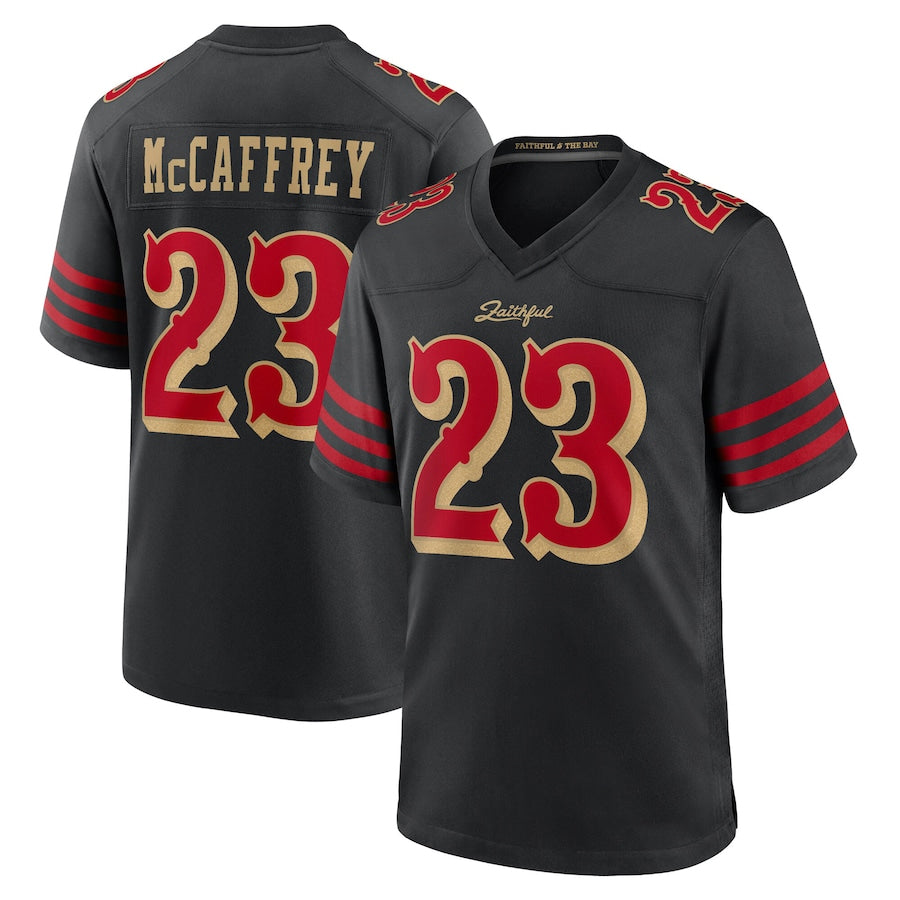 PHIN SF.49ers #23 Christian McCaffrey Player Rivalries Collection Black Game Stitched Jerseys